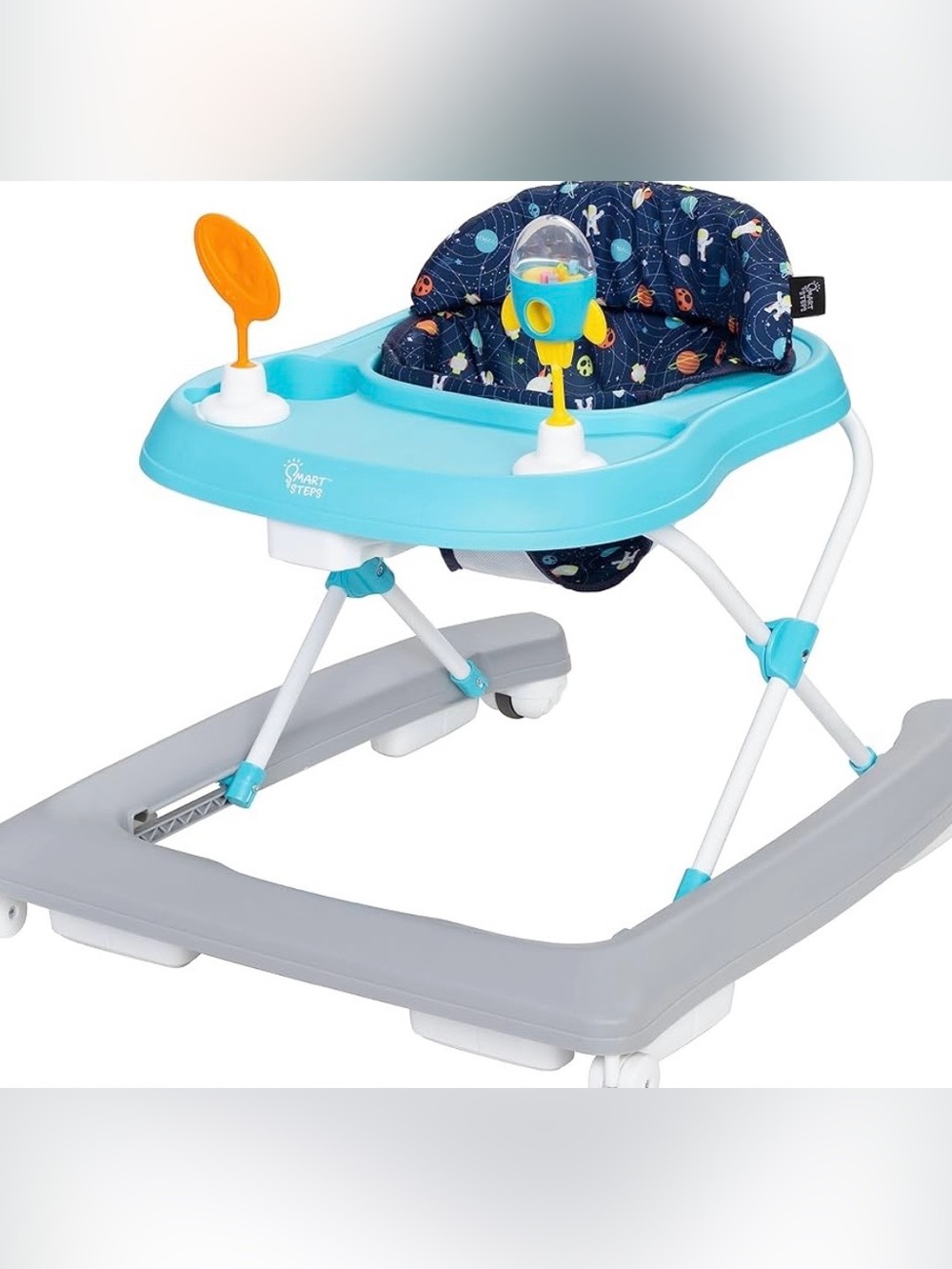 Blue Space-Themed Baby Walker with Toys